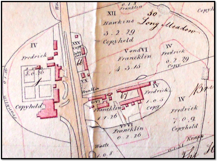 Map of the property at the time it was purchased by William Garrett, 1792-1800.
